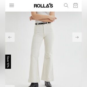 Rollas High Rise Flare Vanilla Color Jeans